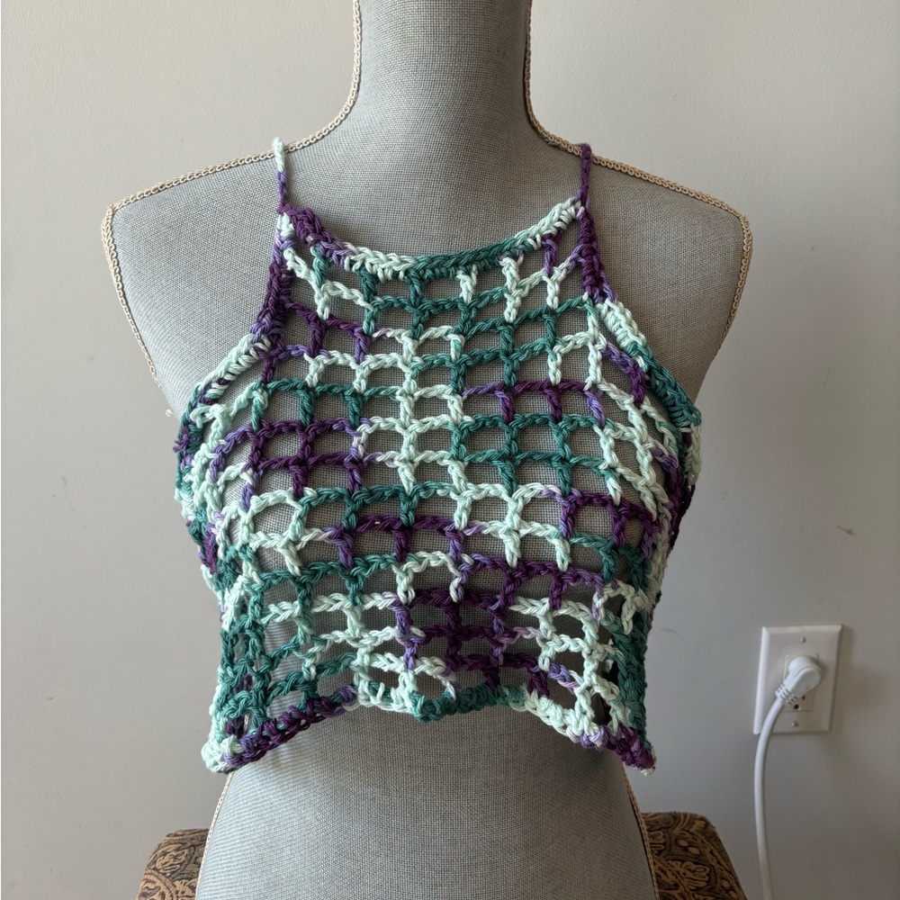 HANDMADE COTTON MESH TANK CROCHET
